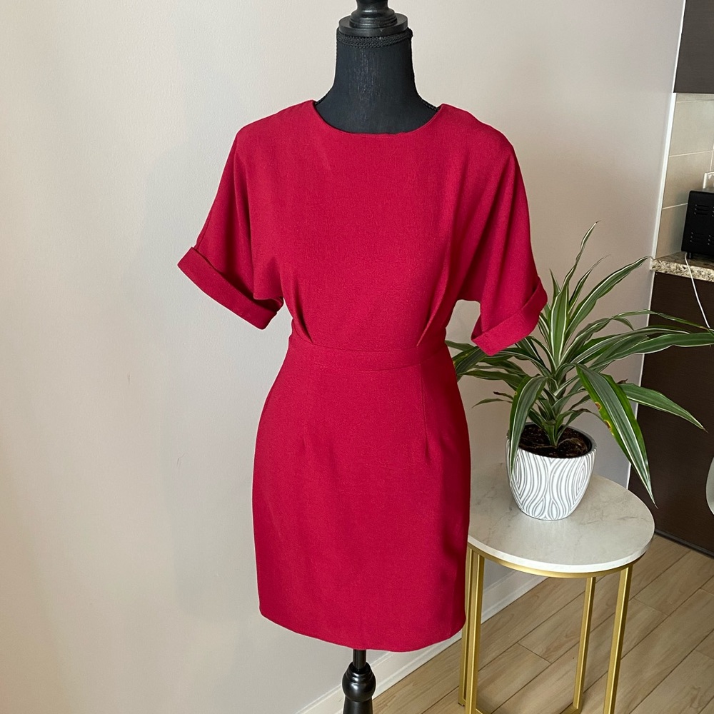 ASOS short sleeve burgundy dress
